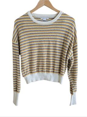 O'Neill Women's Colorful Striped Stretchy Crewneck Long Sleeve Top. Size Small